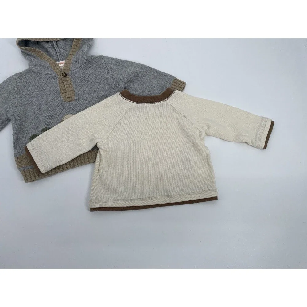 Gymboree Baby Outfit Set 6-12 Months Mountain Ram  Hoodie Sweater & Thermal Top